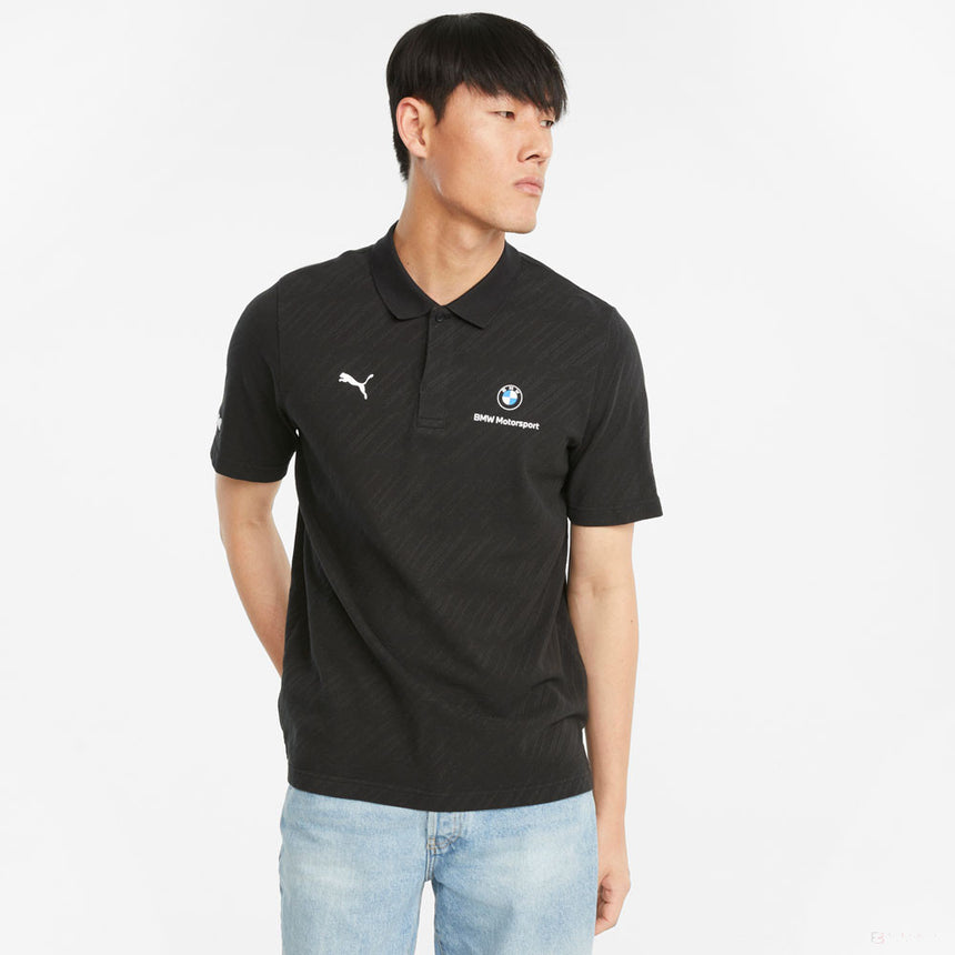 Tricou de Barbat cu Guler, Puma BMW MMS Jacquard, Negru, 2021 - FansBRANDS®