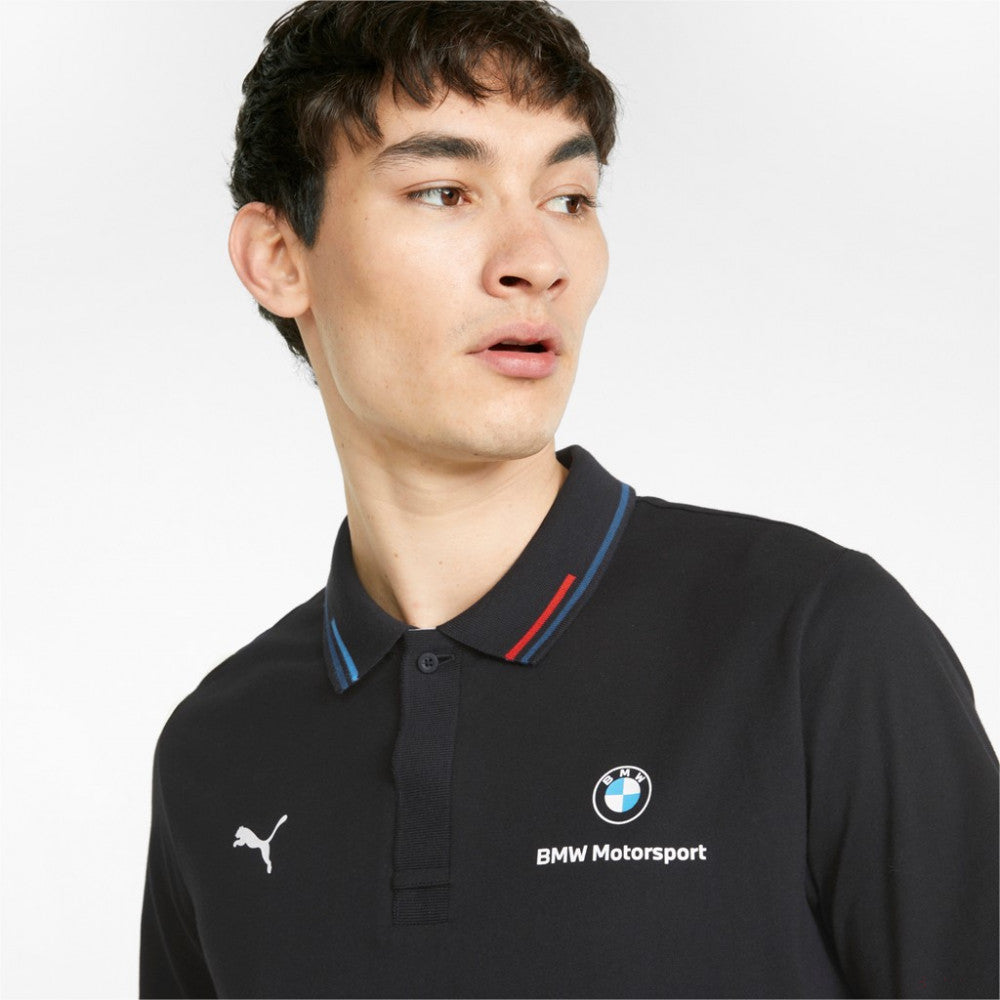 Tricou de Barbat cu Guler, Puma BMW MMS Logo, 2022, Negru