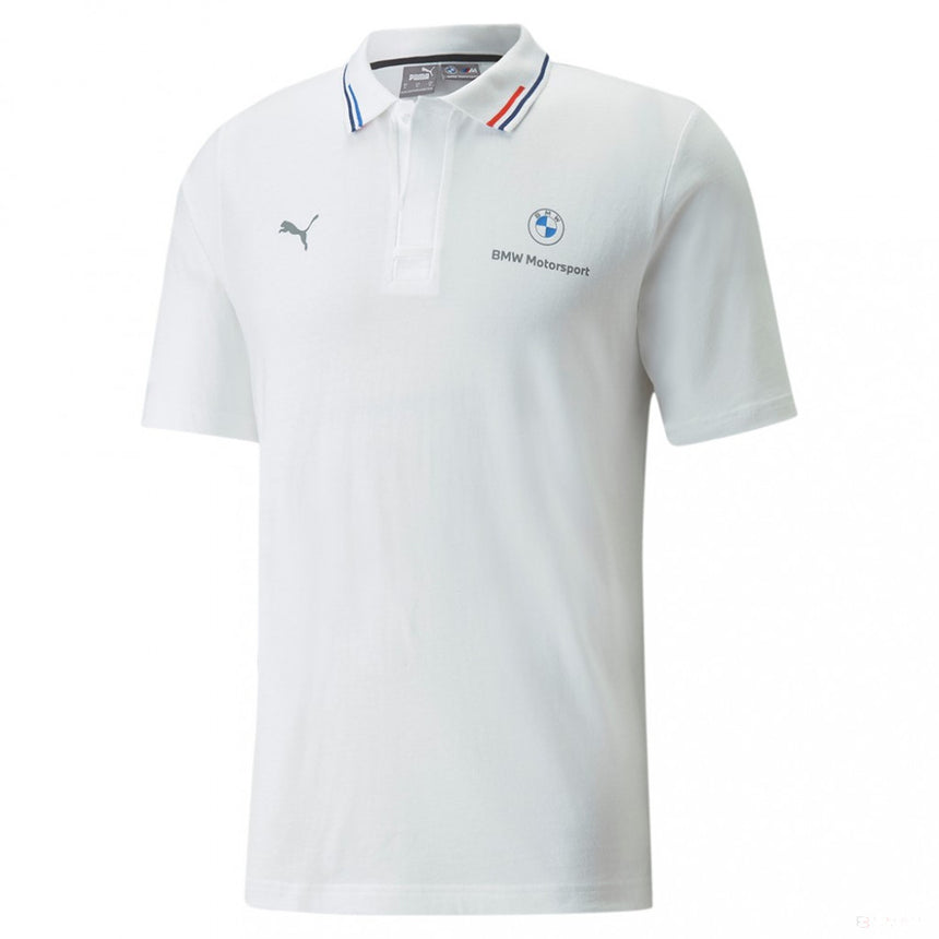 Tricou de Barbat cu Guler, Puma BMW MMS Logo, 2022, Alb - FansBRANDS®