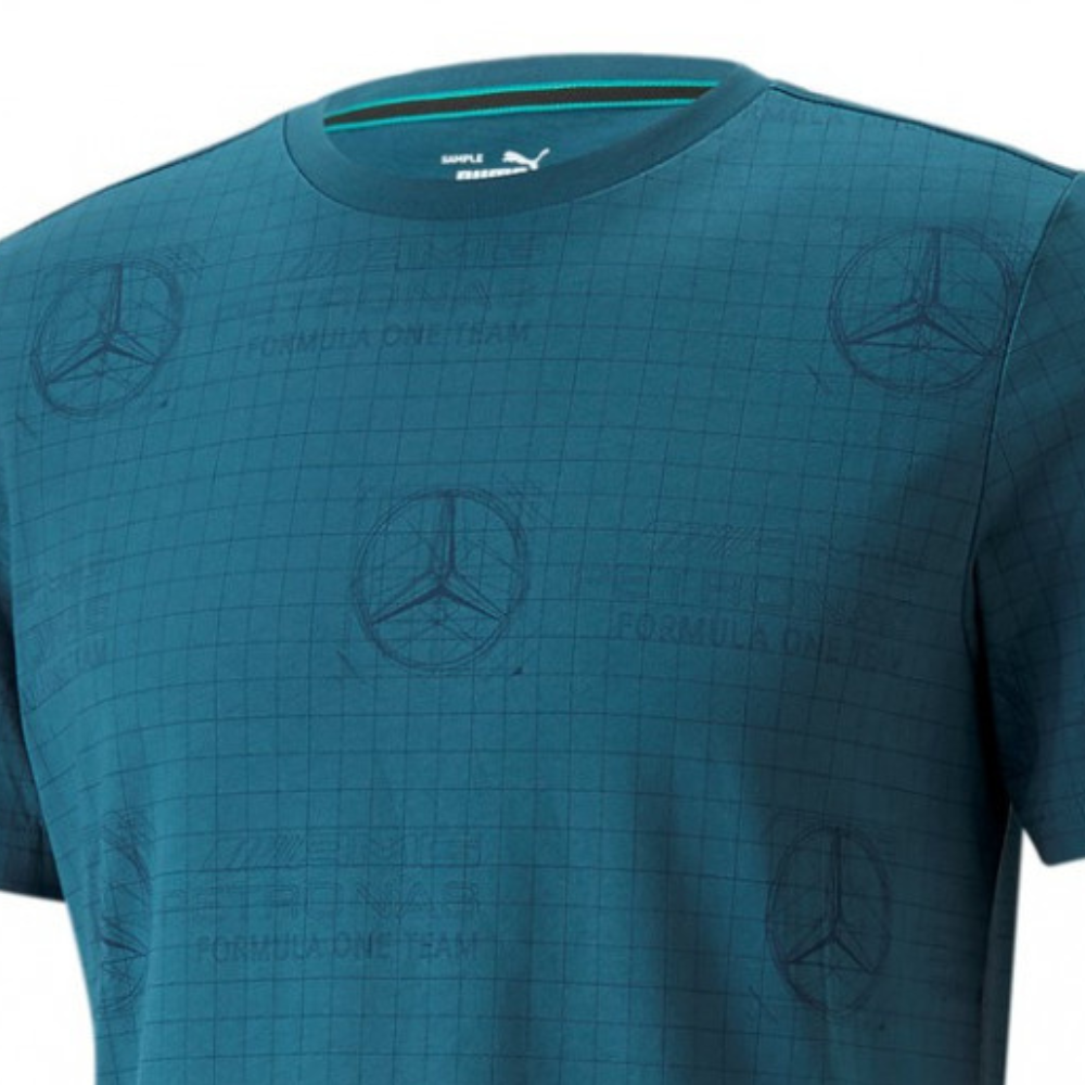 Herren T-Shirt, Puma Mercedes Camo, 2022, Blau