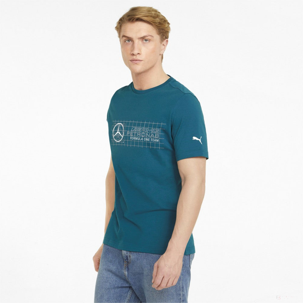 Tricou de Barbat, Puma Mercedes Team Logo, 2022, Albastru - FansBRANDS®