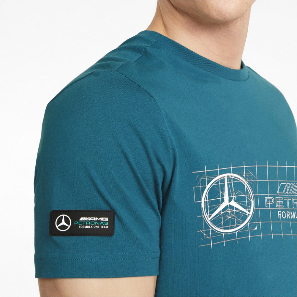 Tricou de Barbat, Puma Mercedes Team Logo, 2022, Albastru - FansBRANDS®