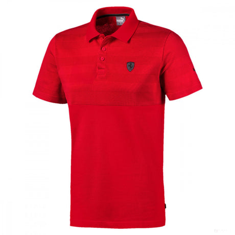 Tricou de Barbat cu Guler, Puma Ferrari Scudetto Striped, Rosu, 2020 - FansBRANDS®