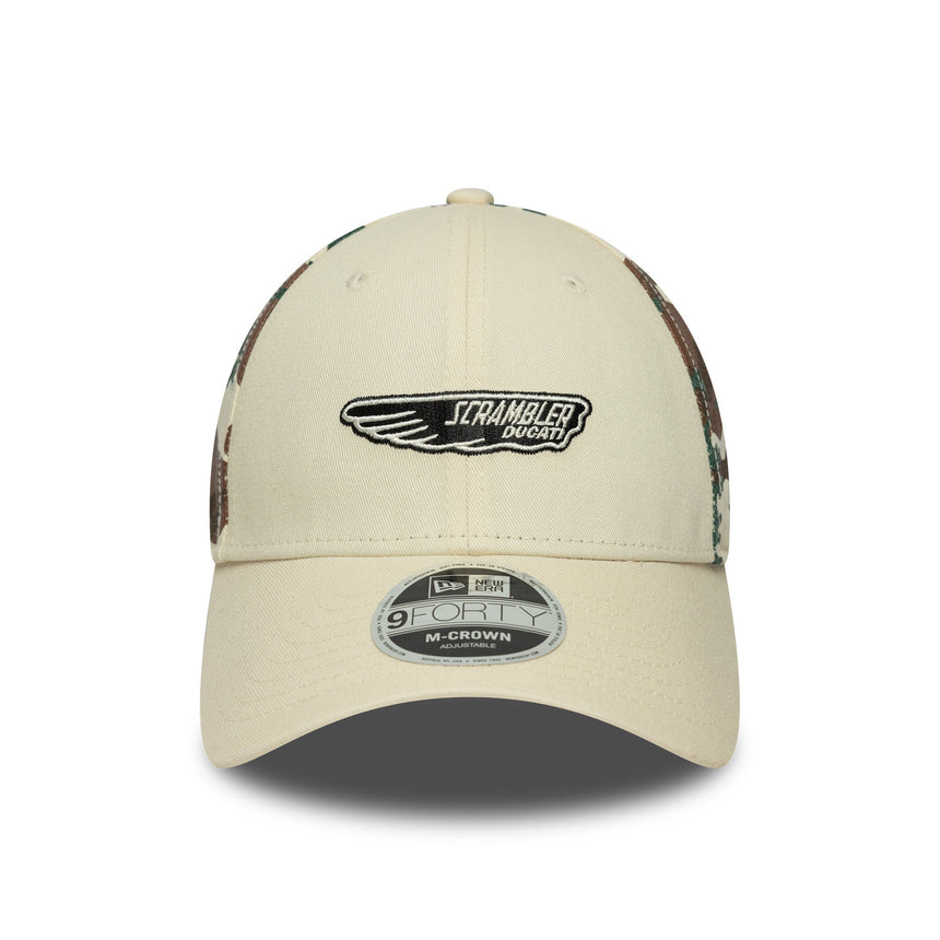 Șapcă Ducati, Scrambler camuflaj, New Era, 9FORTY, bej