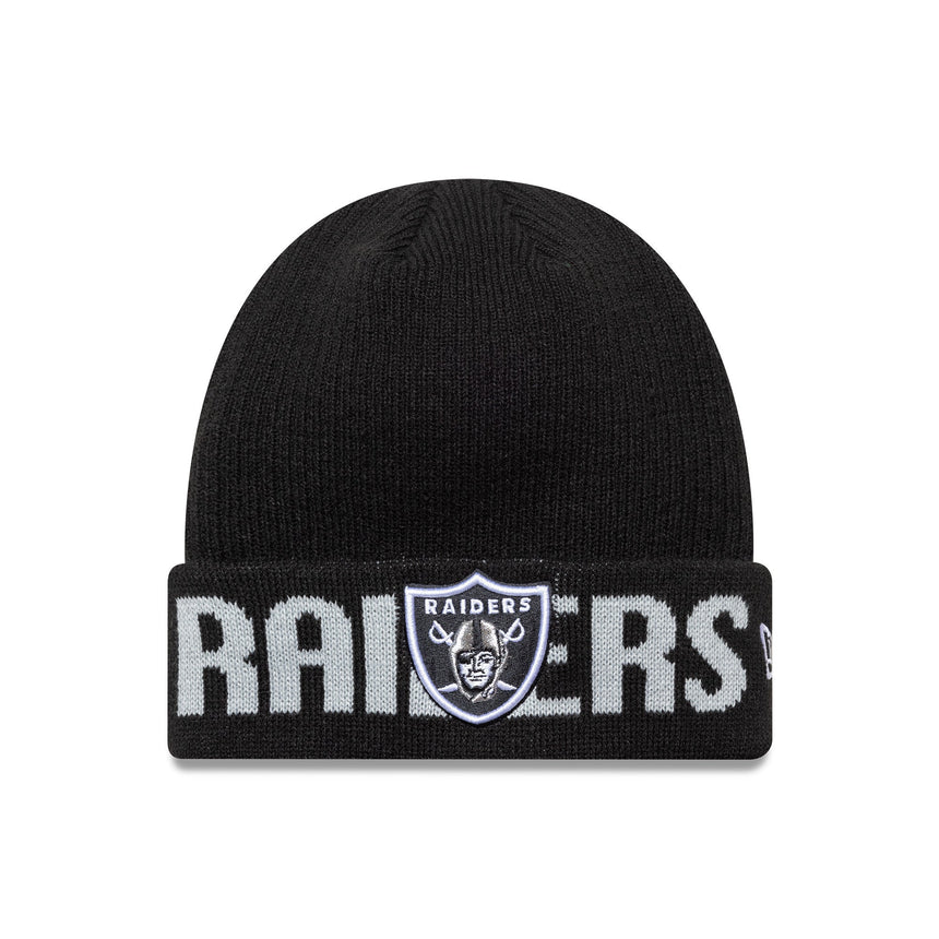 Căciulă Las Vegas Raiders, siglă tipografică, New Era, neagră