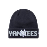 Căciulă tricotată New York Yankees, cu logotip cu text, albastru