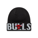 căciulă tricotată Chicago Bulls, New Era, logotip cu text, negru