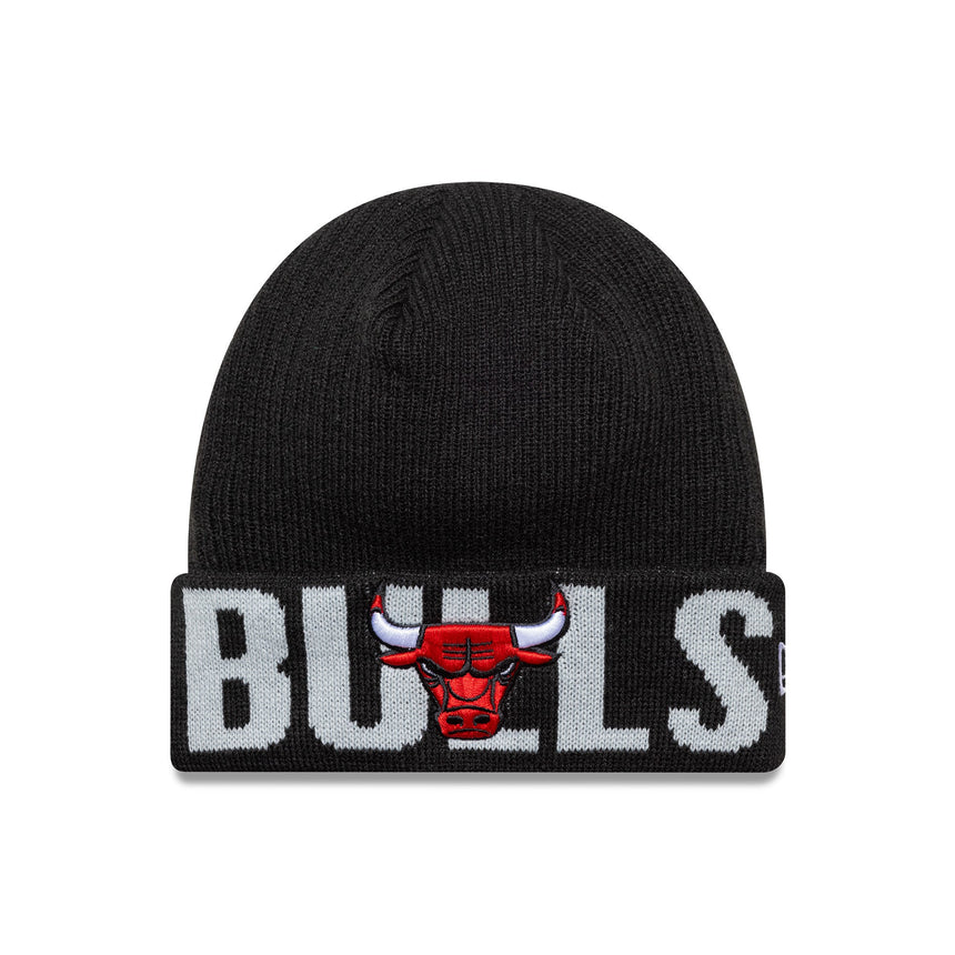 Beanie Chicago Bulls, New Era, logotip cu text, negru