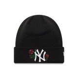 Șapcă beanie a echipei New York Yankees, paiete roz, femei New Era, negru