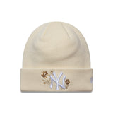 New York Yankees căciulă tricotată, paiete roz, pentru femei, New Era, crem