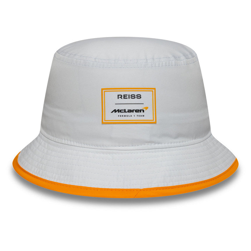 Pălărie bucket McLaren x Reiss, de sezon, conic, New Era, 9FORTY, alb