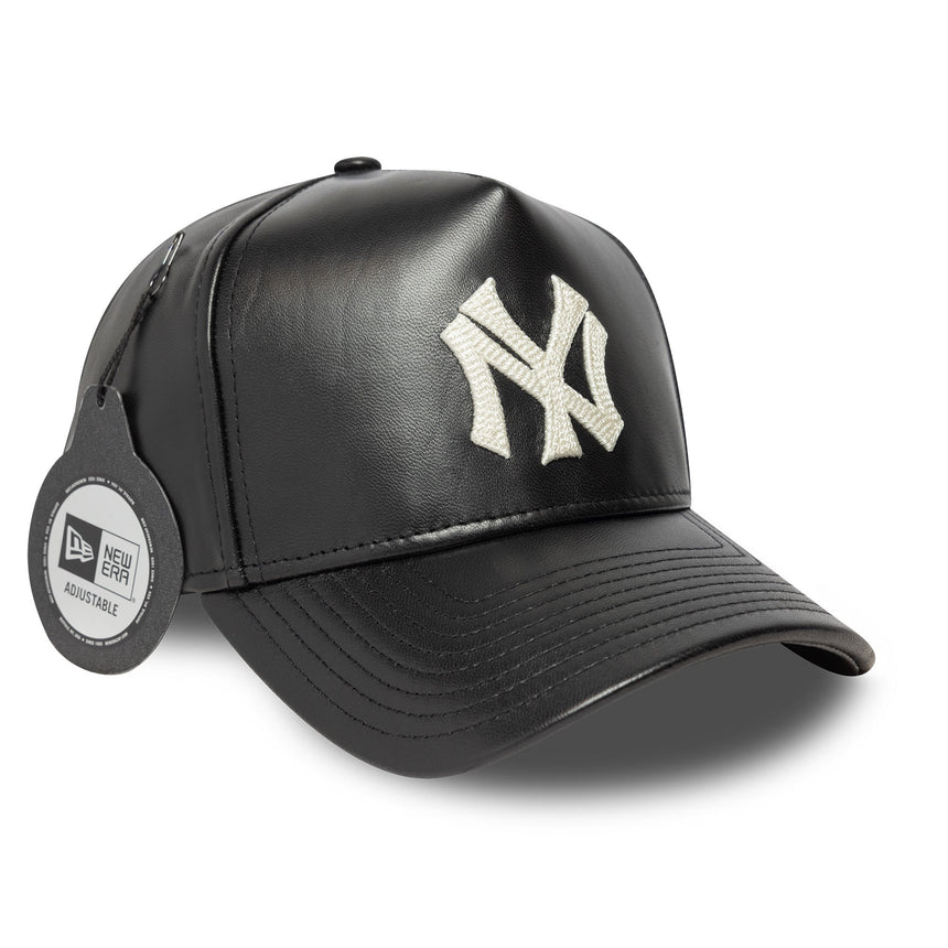 șapcă New York Yankees, din piele, New Era, 9FORTY, neagră