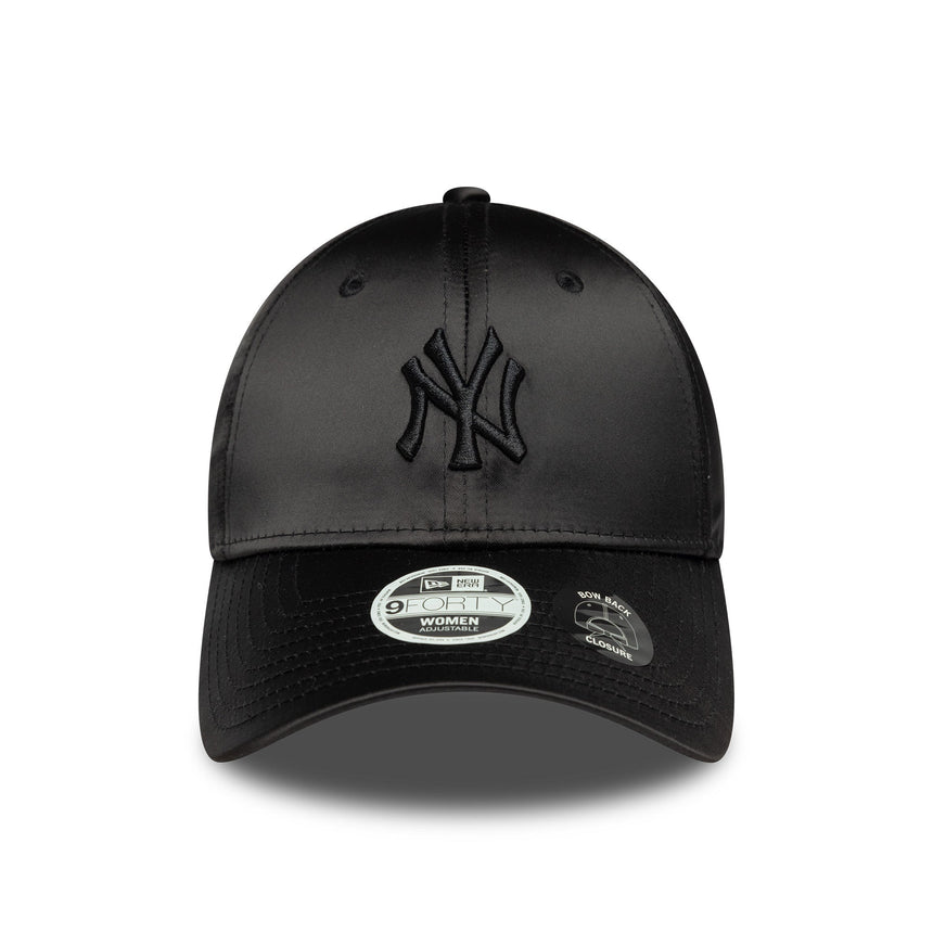 șapcă New York Yankees, fundă satinată pe spate, New Era, 9FORTY, pentru femei, neagră