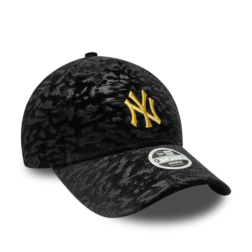 Șapcă New York Yankees, velur leopard, 9FORTY, pentru femei, negru