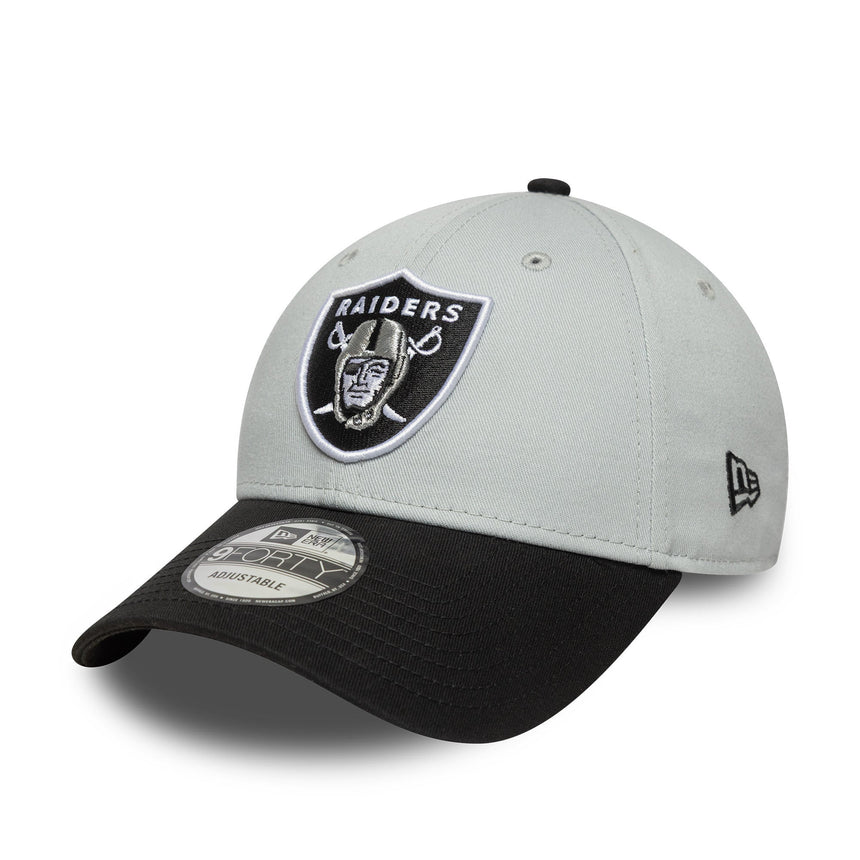 Las Vegas Raiders, pin cu două tonuri, New Era, 9FORTY, patch lateral, negru-alb