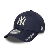 șapcă New York Yankees, text pe vizier în stil script, New Era, 9FORTY, albastru,