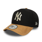 șapcă New York Yankees, vizier din nubuc, A-frame, 9FORTY, negru
