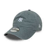 Șapcă New York Yankees, logo mini spălat, New Era, 9TWENTY, gri