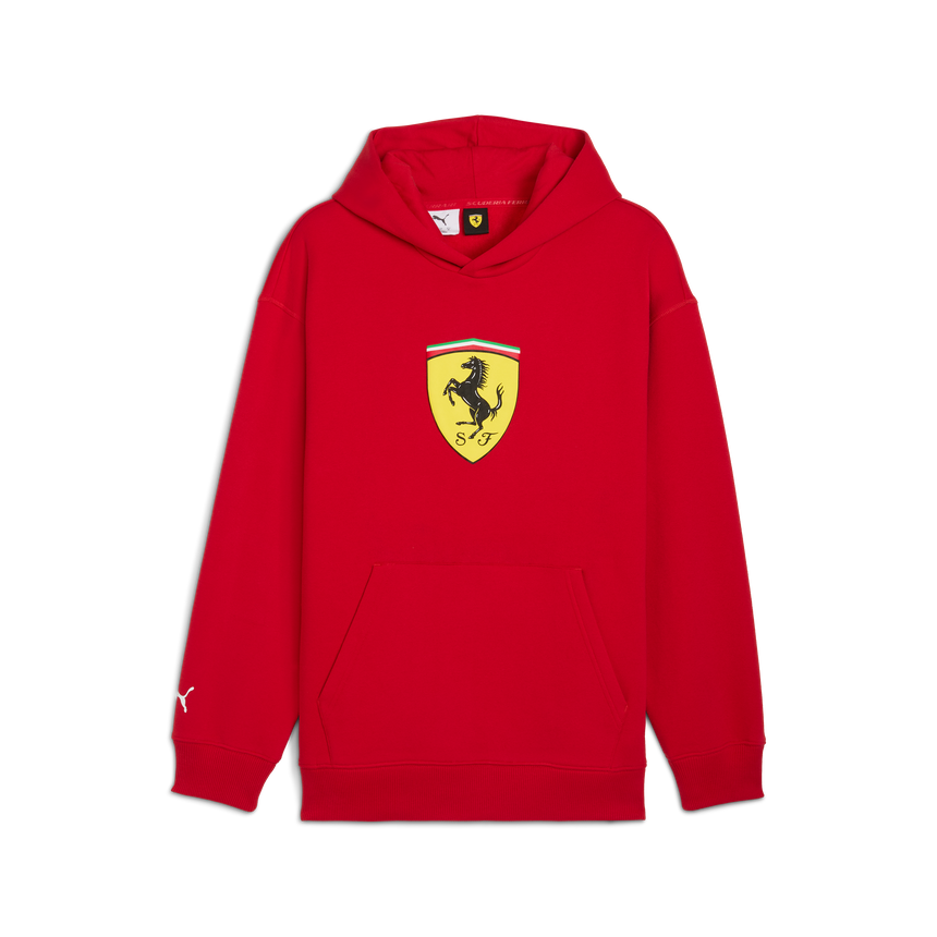 Hanorac Ferrari, Puma, îmbrăcăminte sport, logo cu scut, roșu 🔥