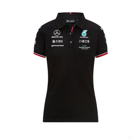 Tricou de Dama cu Guler, Mercedes, Negru, 2021 - FansBRANDS®