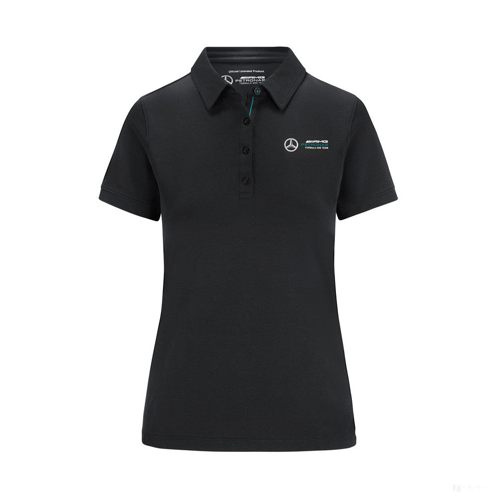 Tricou de Dama cu Guler, Mercedes Classic, Negru, 2022 - FansBRANDS®