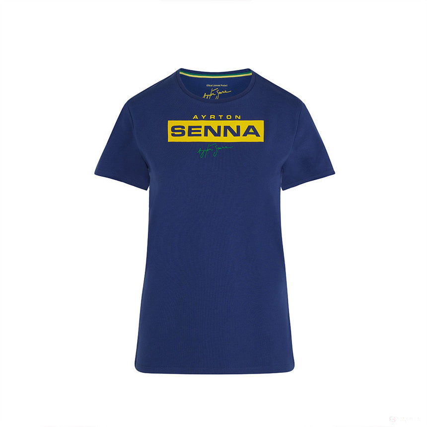 Tricou de Dama, Ayrton Senna Logo, Albastru, 2021 - FansBRANDS®