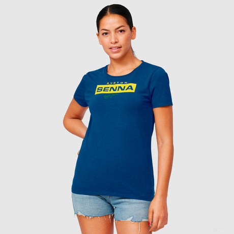 Tricou de Dama, Ayrton Senna Logo, Albastru, 2021 - FansBRANDS®