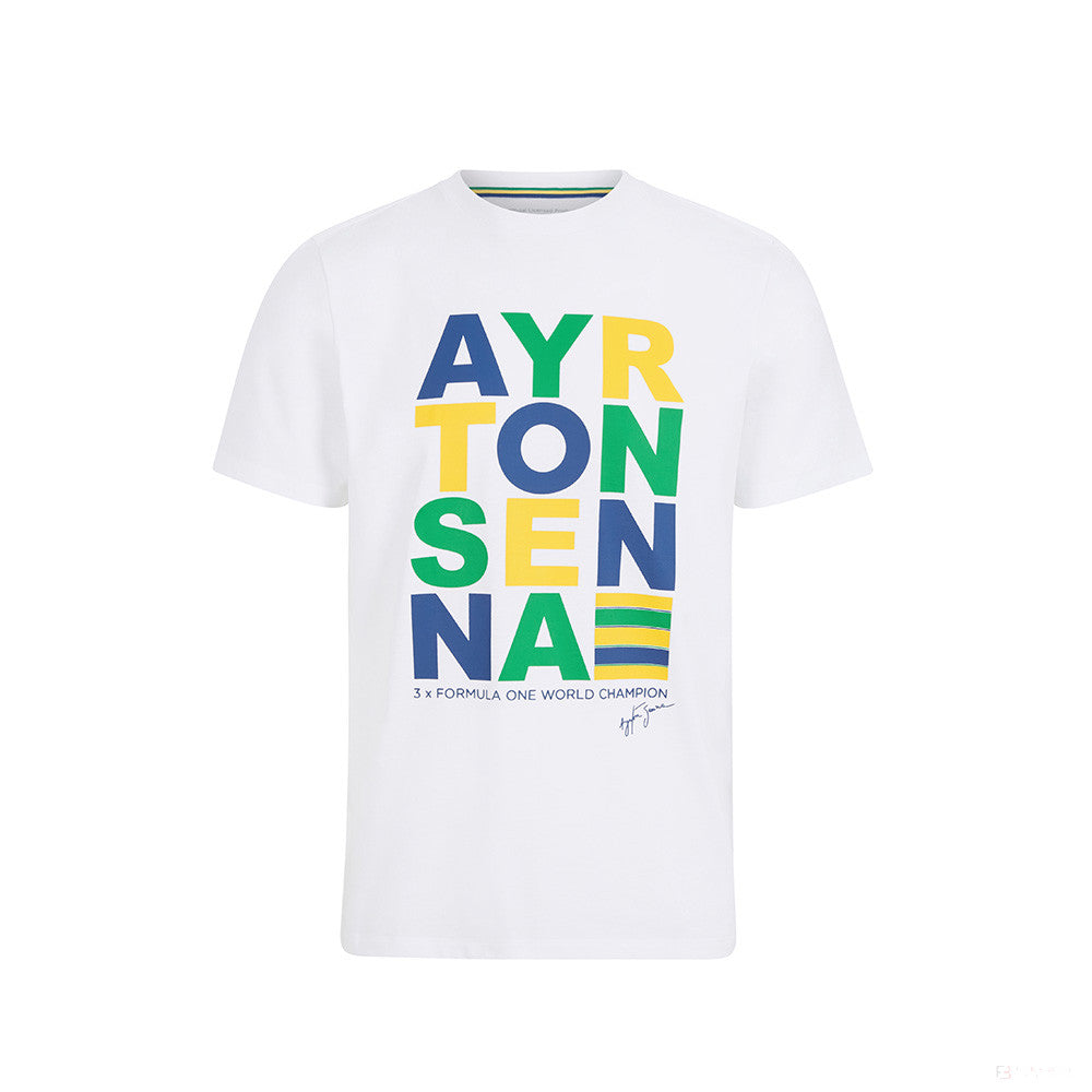 Tricou de Barbat, Ayrton Senna Stripe Graphic, Alb, 2021 - FansBRANDS®