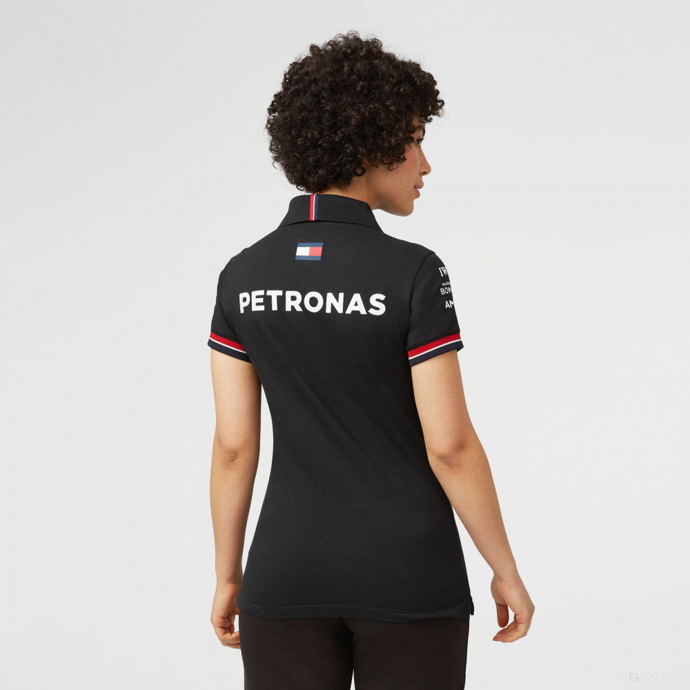 Tricou de Dama cu Guler, Mercedes Team, Negru, 2022 - FansBRANDS®