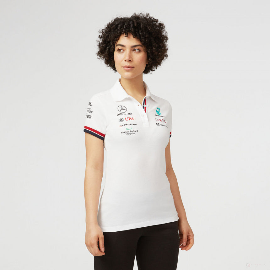 Tricou de Dama cu Guler, Mercedes Team, Alb, 2022 - FansBRANDS®