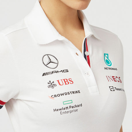 Tricou de Dama cu Guler, Mercedes Team, Alb, 2022 - FansBRANDS®