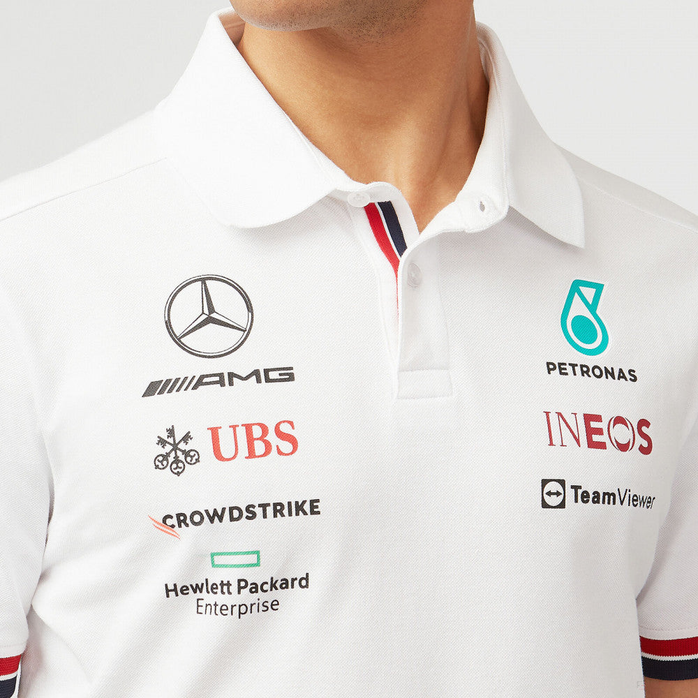 Tricou de Barbat cu Guler, Mercedes Team, Alb, 2022 - FansBRANDS®