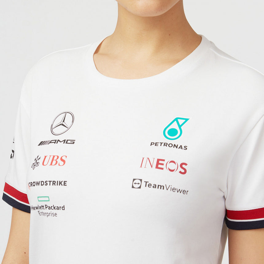 Mercedes Womens T-Shirt, Team, White, 2022 - FansBRANDS®