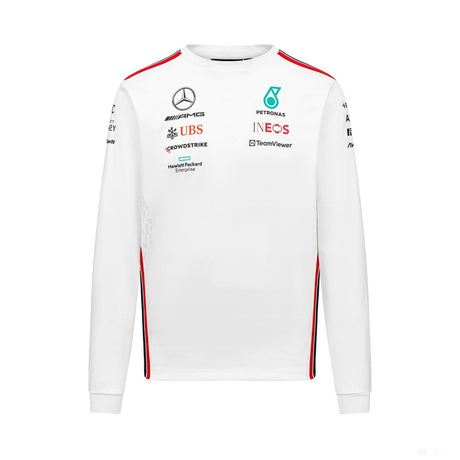 Tricou de echipa cu maneca lunga Barbati Mercedes, alb, 2023 - FansBRANDS®
