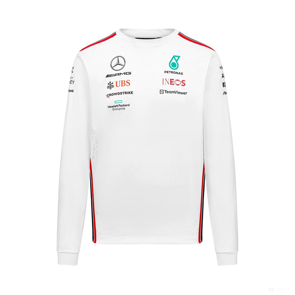 Tricou de echipa cu maneca lunga Barbati Mercedes, alb, 2023