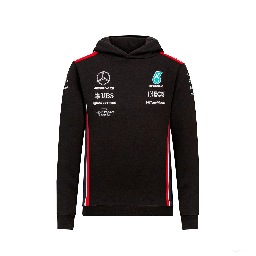 Pulovar cu Gluga echipa de Copil Mercedes Team, negru, 2023 - FansBRANDS®