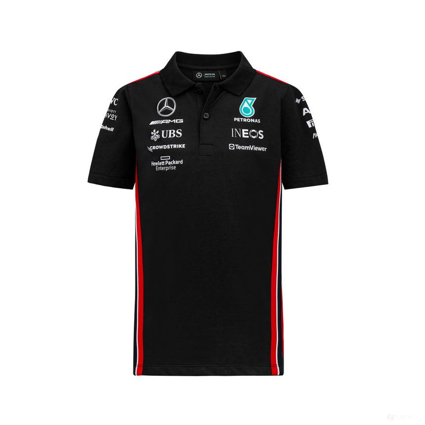 Tricou cu Guler Copil de echipa Mercedes, negru, 2023 - FansBRANDS®