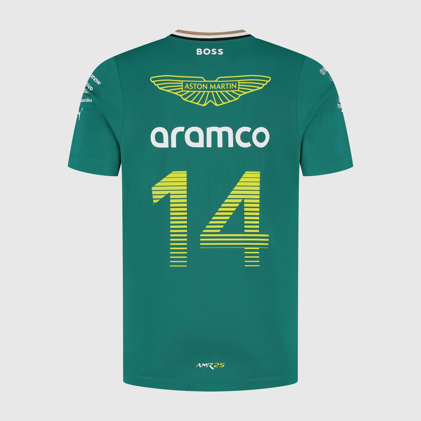 Aston Martin AMF1, Team, T-shirt with collar, Fernando Alonso, Green 🔥