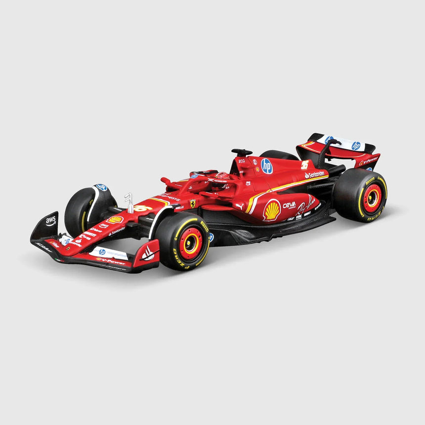 Mașinuță Ferrari, Charles Leclerc, SF-24, cutie acrilică, bburago, roșu