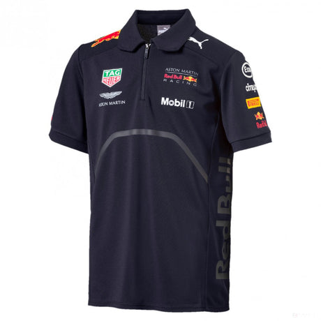 Tricou de Copil cu Guler, Red Bull Team, Albastru, 2018 - FansBRANDS®