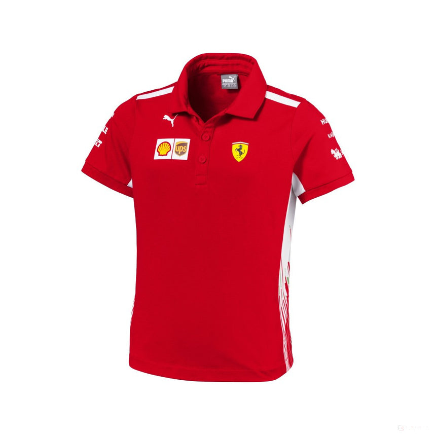 Tricou de Copil cu Guler, Ferrari, Rosu, 2018 - FansBRANDS®
