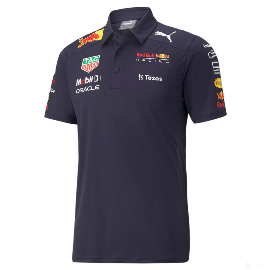 Tricou de Barbat cu Guler, Puma Red Bull Team, 2022, Albastru - FansBRANDS®