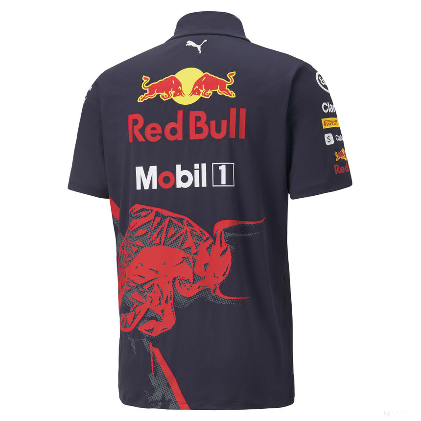 Tricou de Barbat cu Guler, Puma Red Bull Team, 2022, Albastru - FansBRANDS®