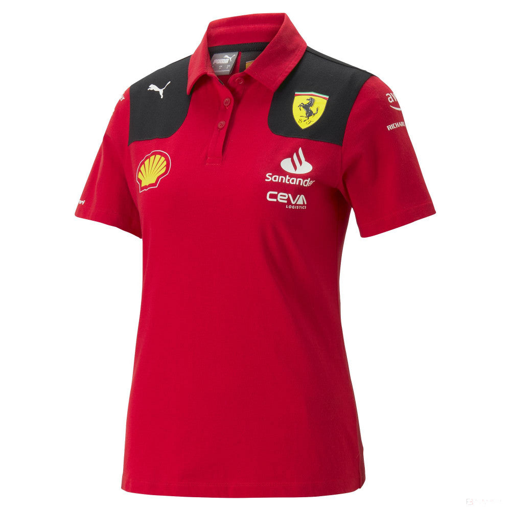 Tricou cu Guler Dama de Echipa Ferrari Rosso Corsa, 2023