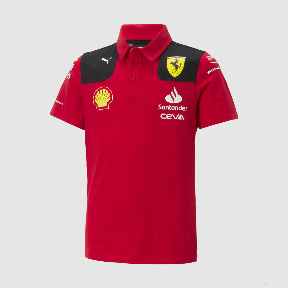 Tricou cu Guler de Echipa Copil Ferrari Rosso Corsa, 2023 - FansBRANDS®