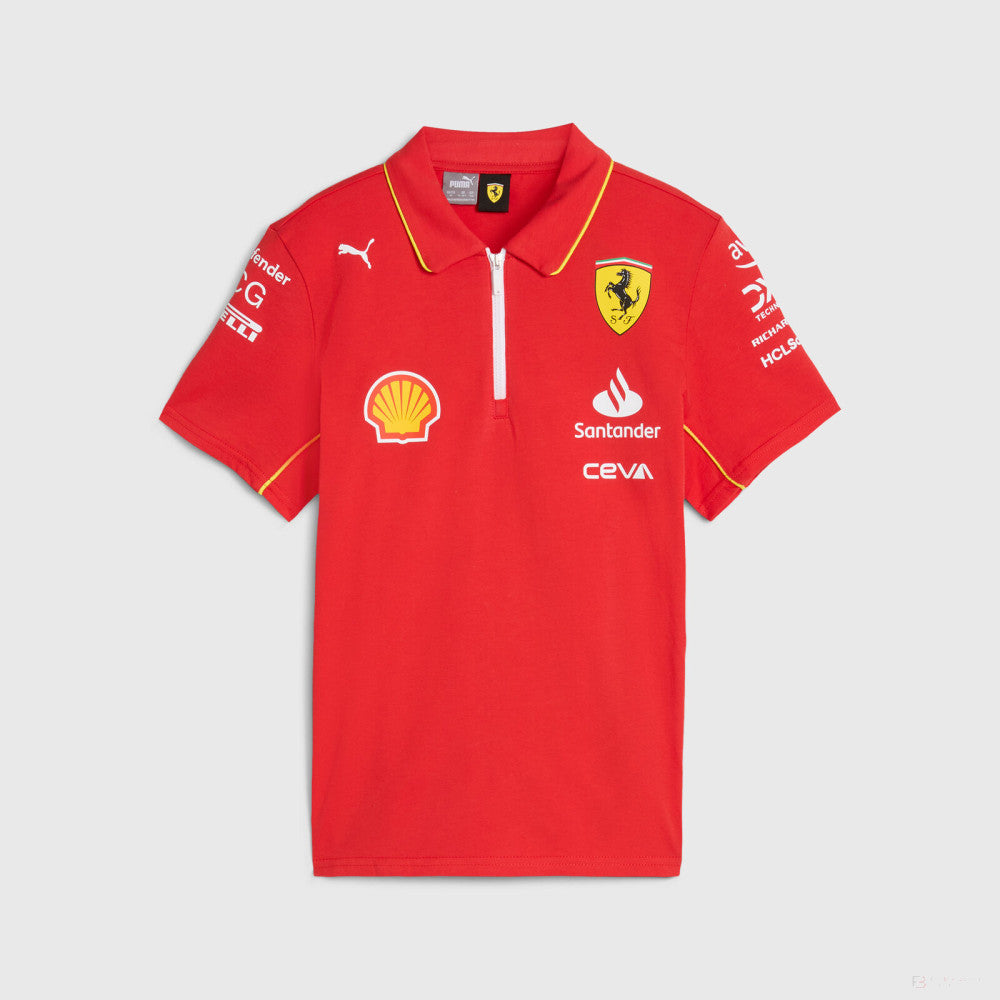 Tricou cu Guler Copil de Echipa Ferrari Rosso Corsa, rosu, 2024