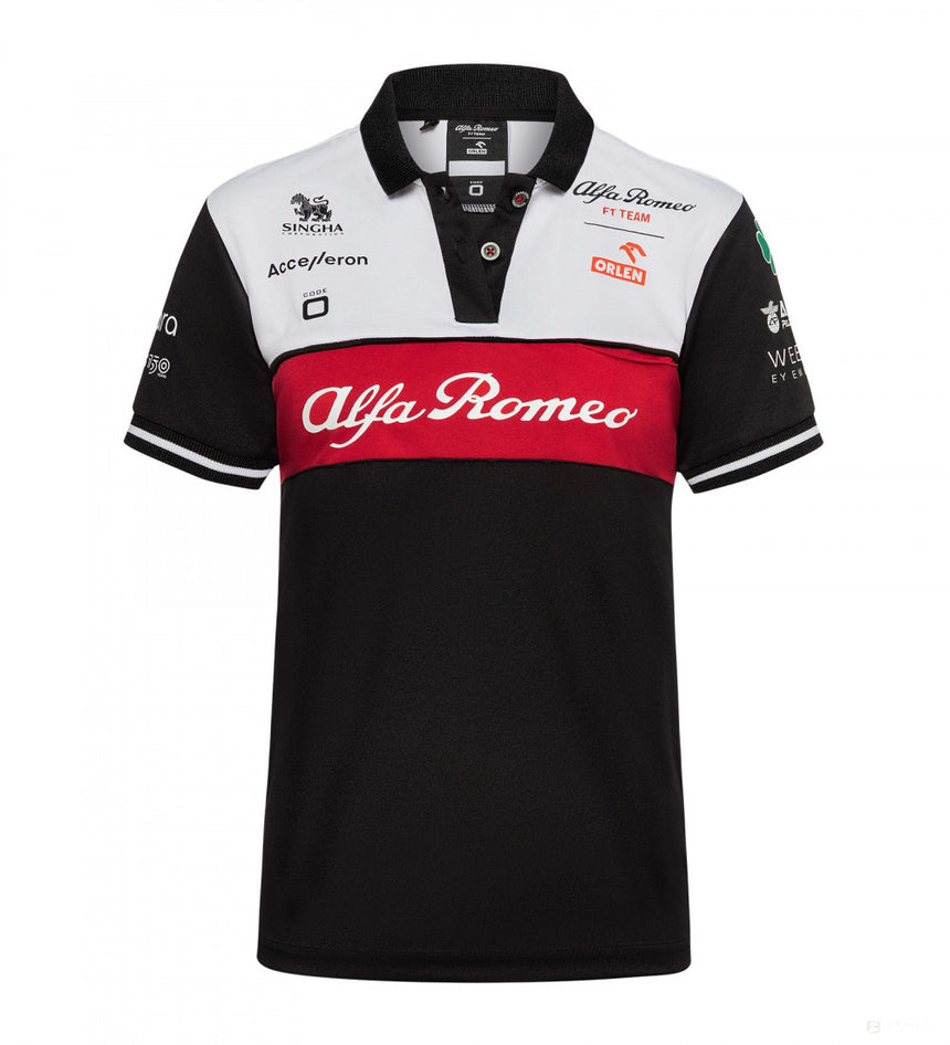 Tricou de Dama cu Guler, Alfa Romeo Team, Negru, 2022 - FansBRANDS®