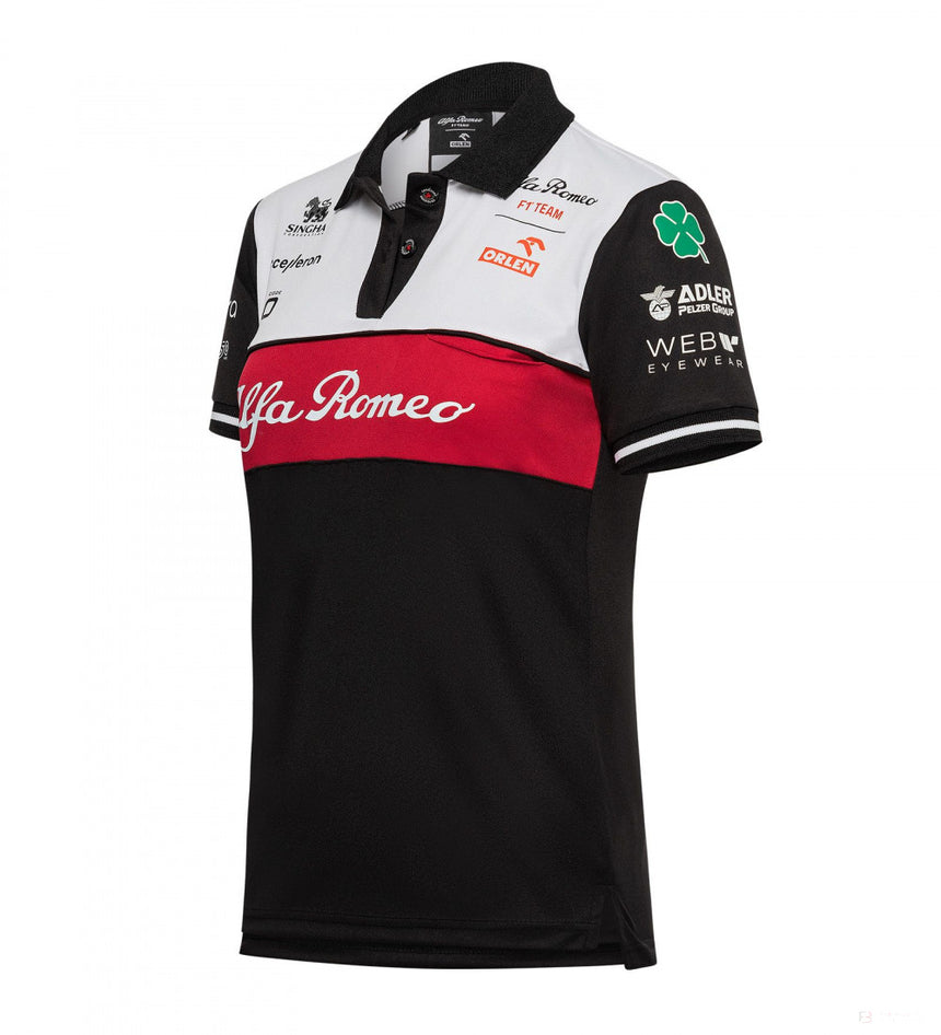 Tricou de Dama cu Guler, Alfa Romeo Team, Negru, 2022 - FansBRANDS®