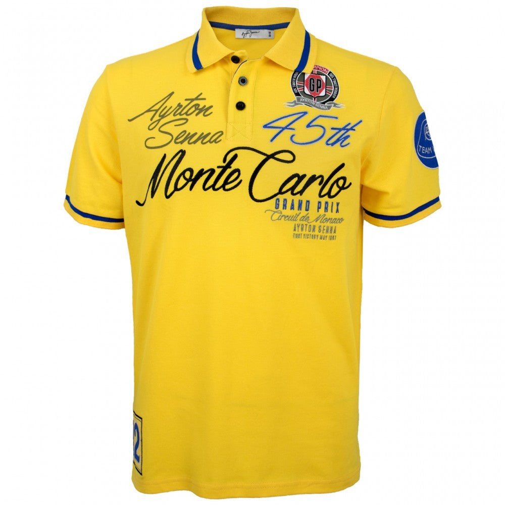 Tricou de Barbat cu guler, Senna Monaco champion, Galben, 2016