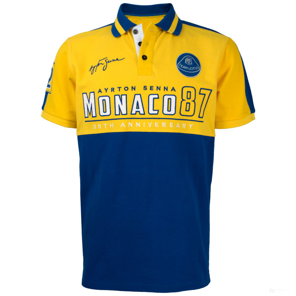 Tricou de Barbat cu Guler, Ayrton Senna Monaco 1987, Galben, 2020 - FansBRANDS®